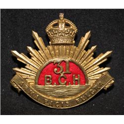 B46. 31st British Columbia Horse Cap badge.
