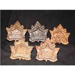 C34. WW1 Canadian General Service Cap Badge Lot