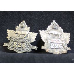 C40. 226th Battalion, Manitoba, Men of the North, Collar badge lot