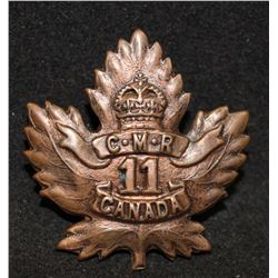 C45. 11th Canadian Mounted Rifles, Vancouver, Cap Badge