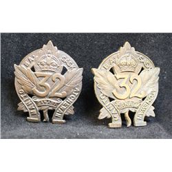 C52. 32nd Battalion, Manitoba/Saskatchewan Collar badge pair