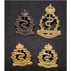 D24. Royal Canadian Army Medical Corps Cap/Collar badge lot
