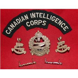 D53. Canadian Intelligence Corps Cap, collar, shoulder title lot