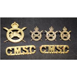 D54. Corps of Military Staff Clerks, Cap collars, shoulder badge lot