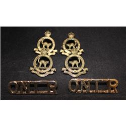 D95. Ontario Regiment Collar/Shoulder badge lot