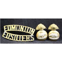D188. Edmonton Fusiliers Collar/Title lot