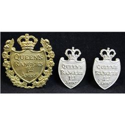 D259. Queens York Rangers Cap/Collar badge lot