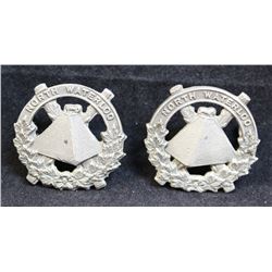 D263. North Waterloo Regiment Collar badge pair