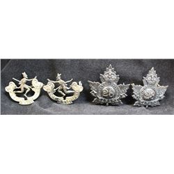 D285. Royal Winnipeg Rifles, Regina Rifles, collar badge lot