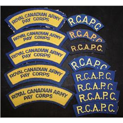 H44. Royal Canadian Army Pay Corps Cloth shoulder flash lot