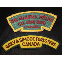 H114. Halifax Rifles, Grey & Simcoe cloth flash lot