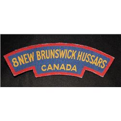 H118. 8th New Brunswick Hussars CANVAS shoulder flash