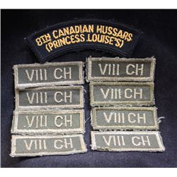 H121. 8th Canadian Hussars, Princess Louise's Hussar cloth Combat and Shoulder flash lot