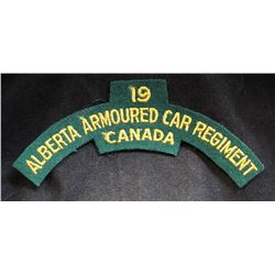 H125. 19th Alberta Armoured Car Regiment Cloth shoulder flash