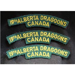 H126. 19th Alberta Dragoons Cloth flash lot