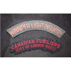 H142. Canadian Fusiliers, City of London/Winnipeg Light Infantry Cloth flash lot