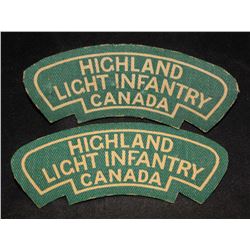 H193. Highland Light Infantry CANVAS shoulder flash lot