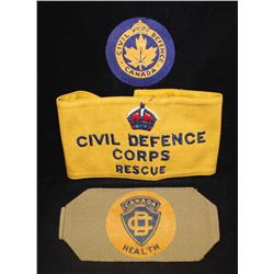 P3. Civil Defence Arm Band/patch lot