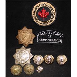 P4. Canadian Corps of Commissionaires badge, button/cloth flash lot