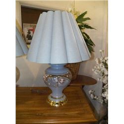 Retro Table Lamp Clear /Blue Glass with  Flower