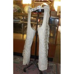 Ladies White Leather Chaps