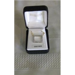 18k. Over Sterling Square Diamond Accent Pendent