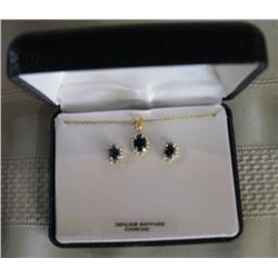 18k Over Silver Sapphire Pendent & Earrings