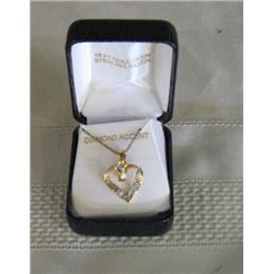 18k. Over Sterling  Heart Diamond Accent Pendent