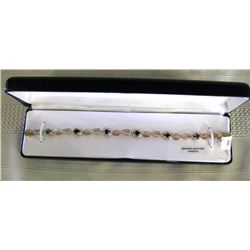 18k.Over Sterling Silver Sapphire Diamond Bracelet