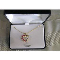 18kt. Over Sterling Silver Ruby & Diamond Necklace