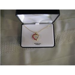 18kt. Over Sterling Silver Ruby & Diamond Necklace
