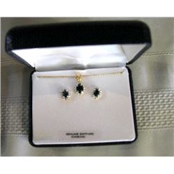 18k Over Silver Sapphire Pendent & Earrings