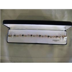18k Over Sterling Silver Sapphire Diamond Bracelet