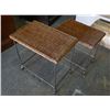 Image 1 : 2 Wicker Top Iron Leg Stackable Tables