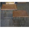 Image 3 : 2 Wicker Top Iron Leg Stackable Tables