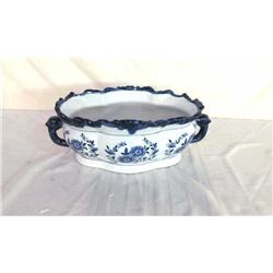 Large Blue & White Ceramic Serving Bowl