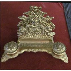 Victorian Brass Desk Ink Well