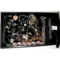 Tray Of Costume Jewelry Some .925
