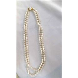 Double Row Of Knotted Costume Pearls