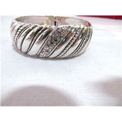 Brighton Silver Bangle Bracelet With CZ's