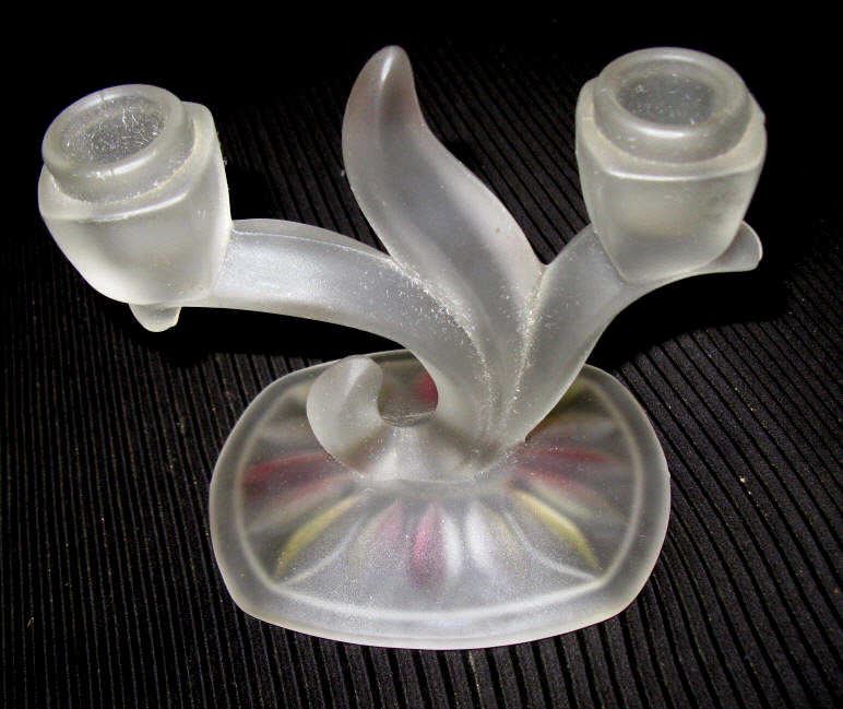 Frosted Glass Fruit Bowl & Candle Holders