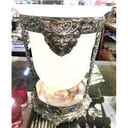 Large Silver Plate Decorative Art Glass