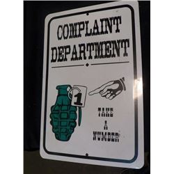 Complaint Department Tin