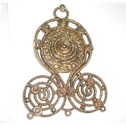 Gold Colored Metal Swirls & Flowers Pattern Necklace