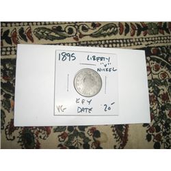 1895 *RARE KEY DATE* LIBERTY "V" NICKEL RED BOOK VALUE $20.00+ *NICE EARLY VERY GOOD GRADE*!!