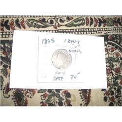 1895 *RARE KEY DATE* LIBERTY "V" NICKEL RED BOOK VALUE $20.00+ *NICE EARLY VERY GOOD GRADE*!!