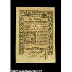 Rhode Island May 1786 6s Choice About New. A very well margined example that grades Choice New but f