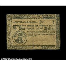 South Carolina December 23, 1776 $1 Extremely Fine. Trimmed close all around and with the signatures
