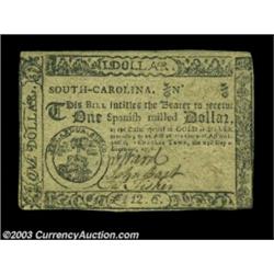 South Carolina December 23, 1776 $1 About New. Lacking the super margins of the previous lot but a v