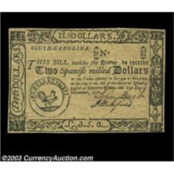 South Carolina December 23, 1776 $2 Gem New. A very nice example of a Remainder note, unnumbered and